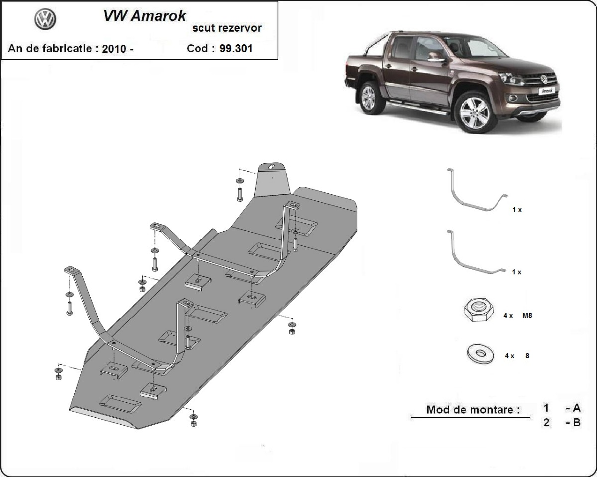 Как снять бак на фольксваген амарок Steel fuel tank skid plate for Volkswagen Amarok