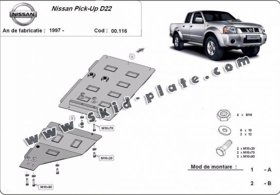 Steel gearbox skid plate for Nissan Pick Up