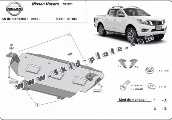 Steel radiator skid plate for Nissan Navara NP300 - D23