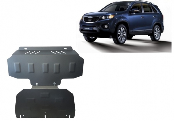 Steel skid plate for the protection of the engine and the radiator for Kia Sorento