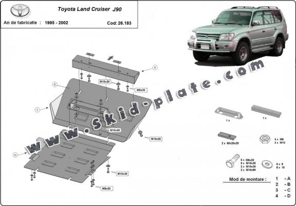 Steel skid plate for Toyota Land Cruiser J90