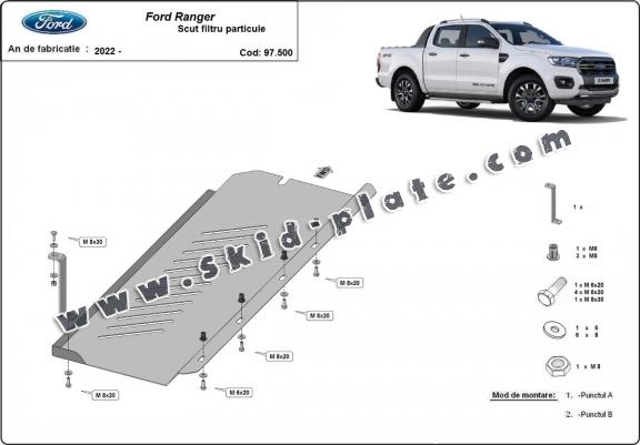 Steel DPF skid plate  for Ford Ranger