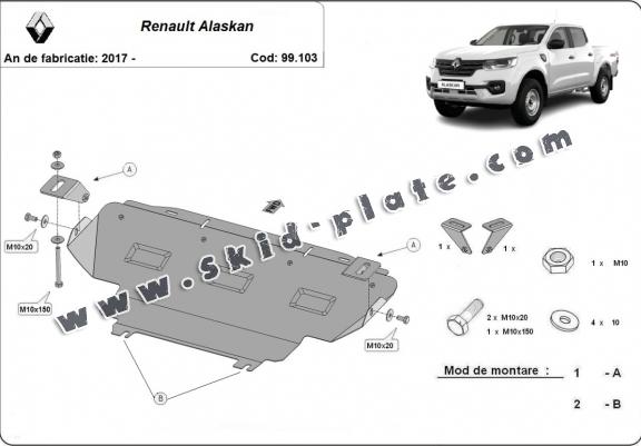 Steel radiator skid plate for Renault Alaskan