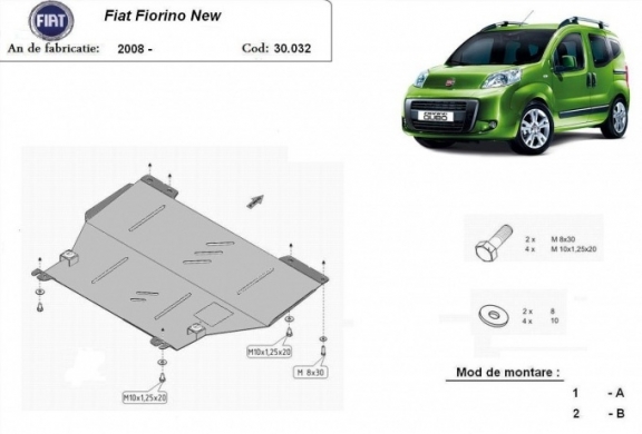Steel skid plate for Fiat Fiorino