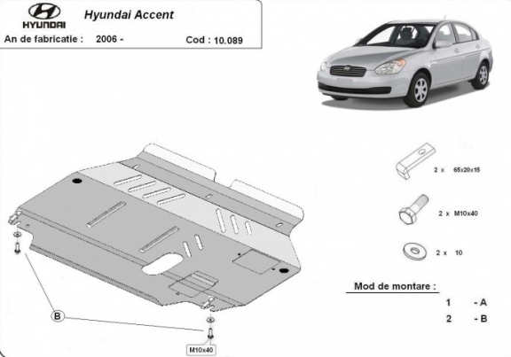Steel skid plate for Hyundai Accent