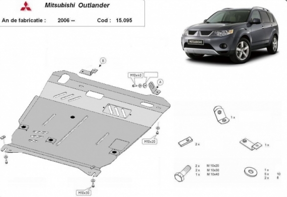 Steel skid plate for Mitsubishi Outlander