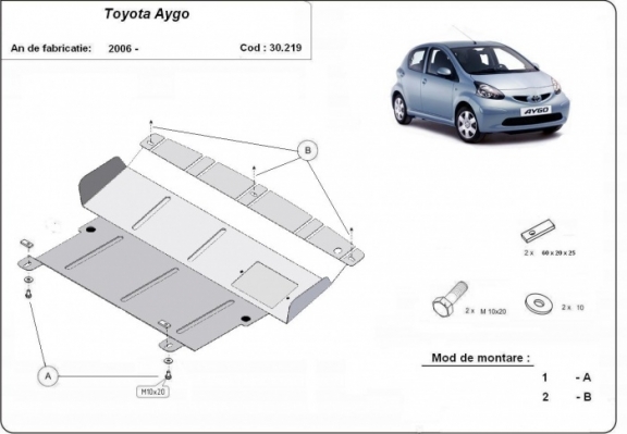 Steel skid plate for Toyota Aygo AB10