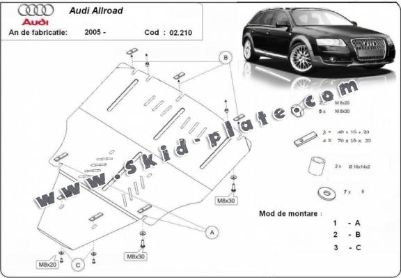 Steel skid plate for Audi A6 Allroad 2 - sans latéraux