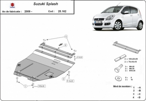 Steel skid plate for Suzuki Splash an