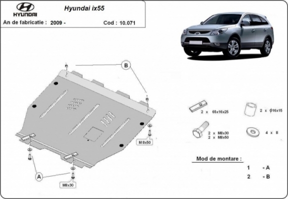 Steel skid plate for Hyundai ix55