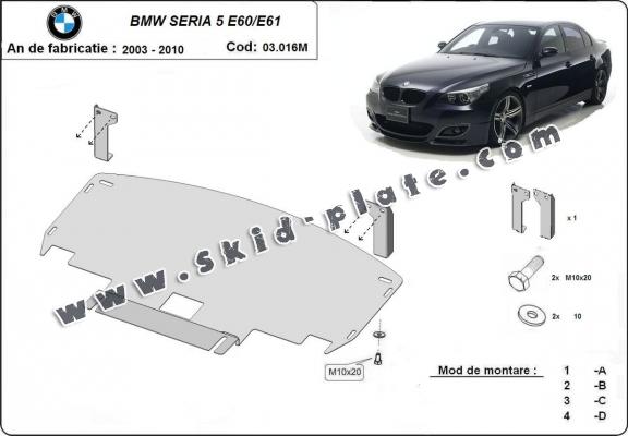 Steel skid plate for BMW Seria 5 E60/E61 standard M front bumper