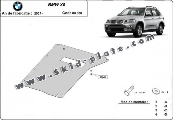 Steel gearbox skid plate for BMW X5