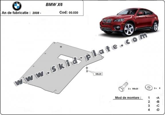 Steel gearbox skid plate for BMW X6