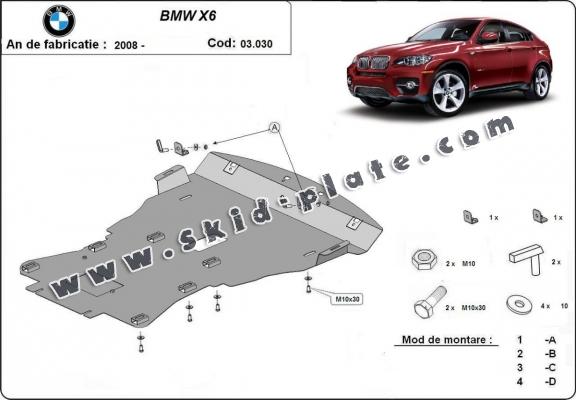 Steel skid plate for BMW X6