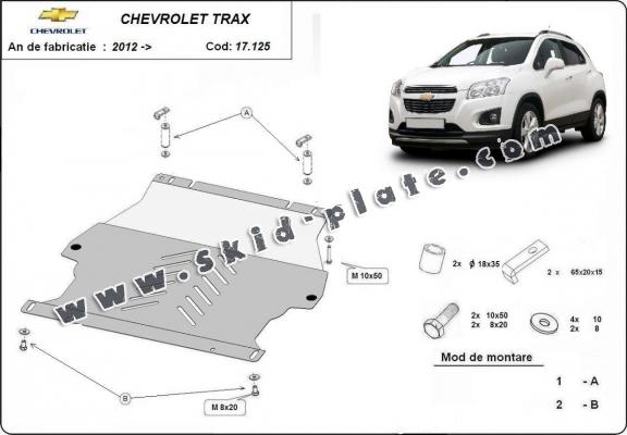 Steel skid plate for the protection of the engine and the gearbox for Chevrolet Trax