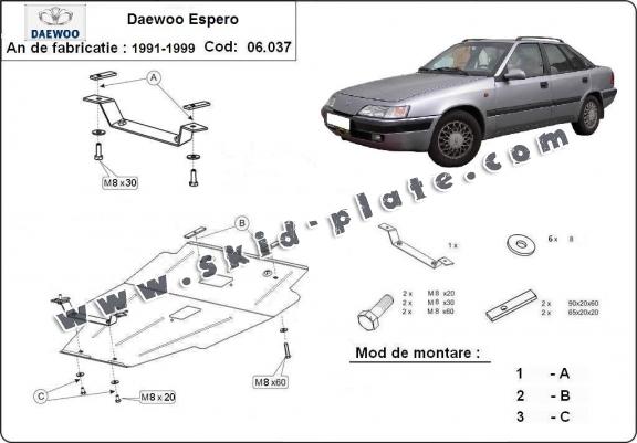 Steel skid plate for Daewoo Espero