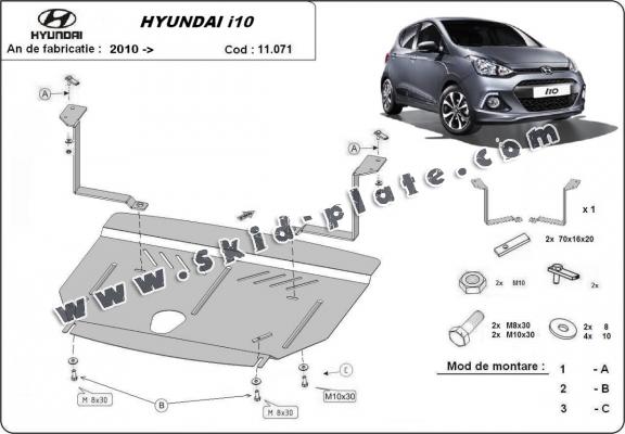 Steel skid plate for Hyundai i10