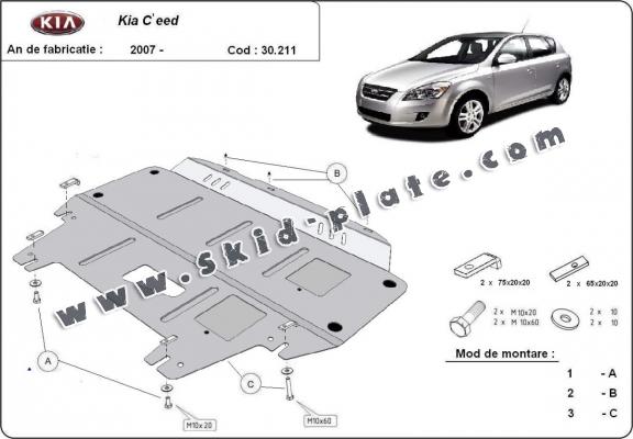 Steel skid plate for Kia Ceed