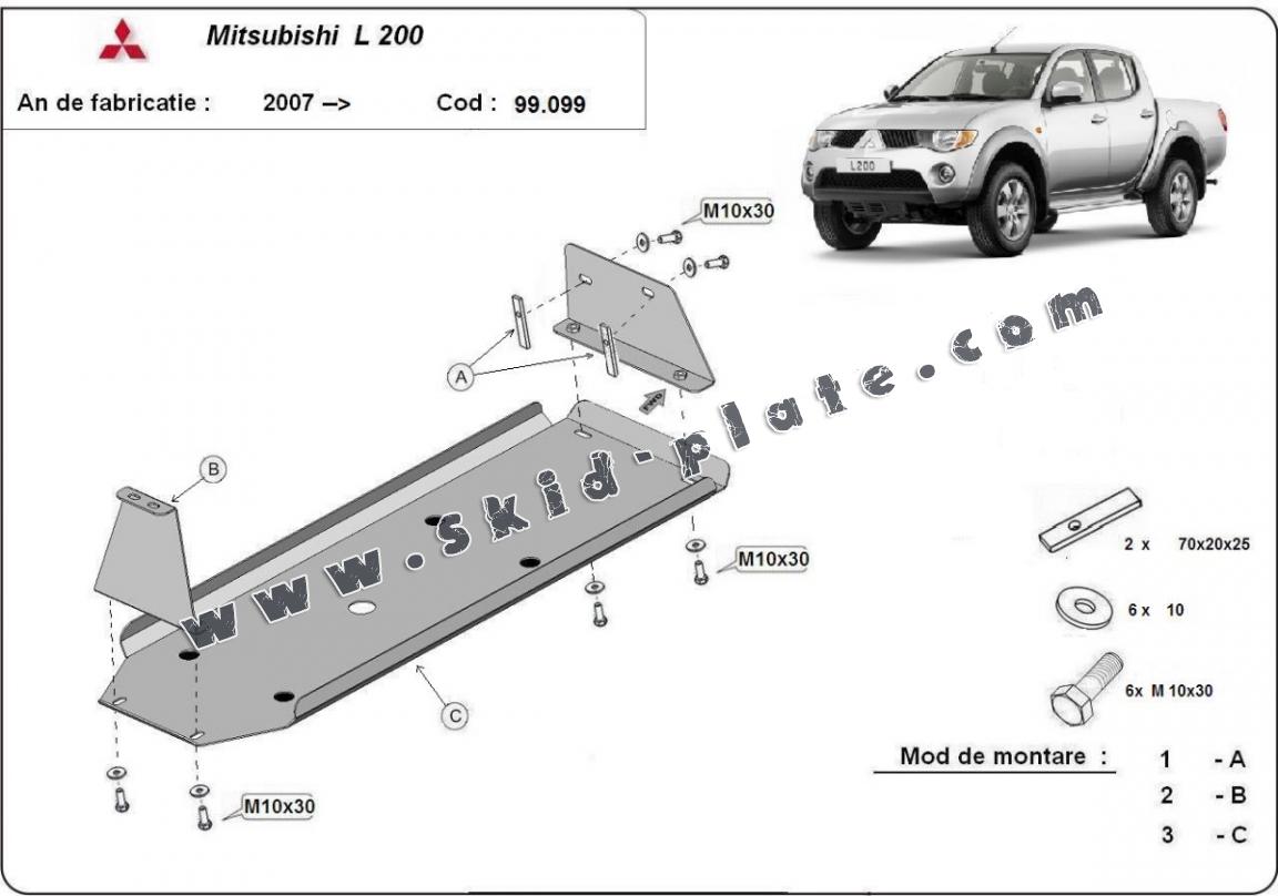 Steel Fuel Tank Skid Plate For Mitsubishi L 200