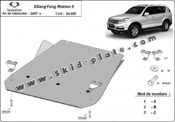 Steel gearbox skid plate for SsangYong Rexton 2