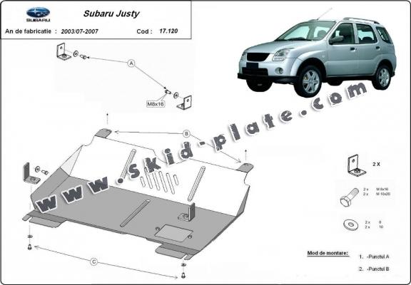 Steel skid plate for Subaru Justy