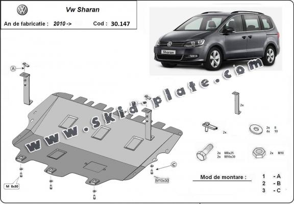 Steel skid plate for Volkswagen Sharan