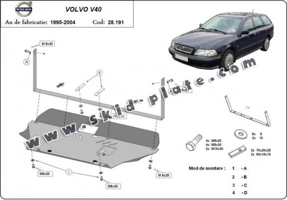 Steel skid plate for Volvo V40