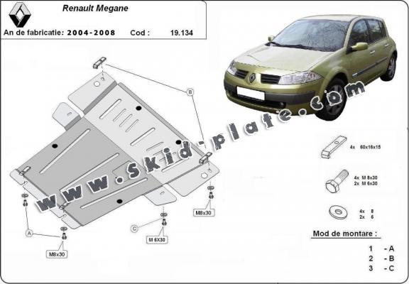 Steel skid plate for Renault Megane 2