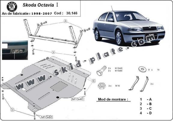 Steel skid plate for Skoda Octavia 1