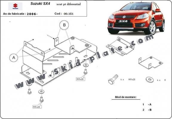 Steel differential skid plate for Suzuki SX 4WD