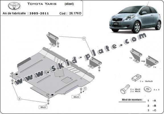 Steel skid plate for Toyota Yaris - diesel