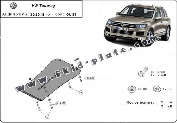 Steel gearbox skid plate for VW Touareg