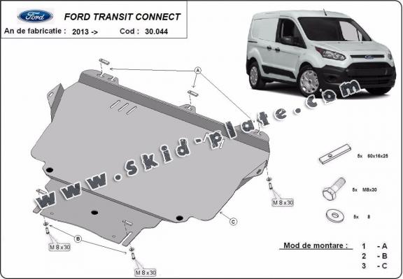 Steel skid plate for Ford Transit Connect