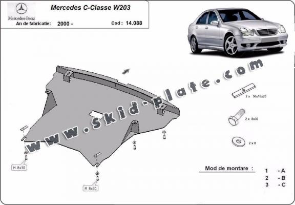 Steel skid plate for Mercedes C-classe W203