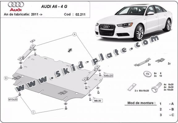 Steel skid plate for Audi A6