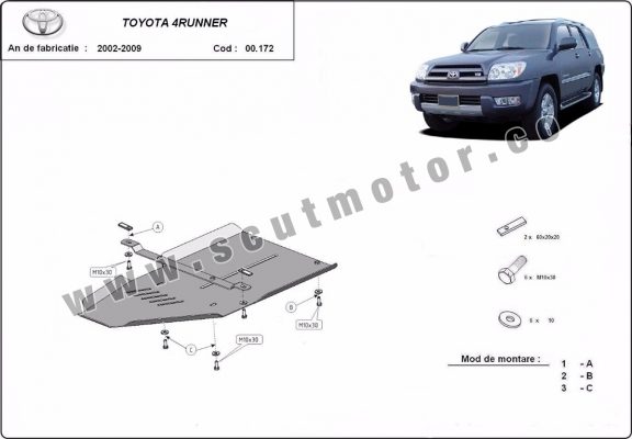 Steel gearbox skid plate for Toyota 4Runner