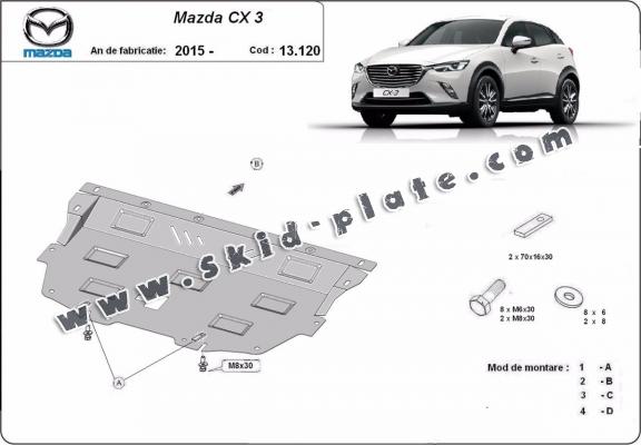 Steel skid plate for Mazda CX3