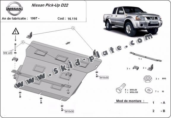 Steel skid plate for the protection of the engine and the radiator for Nissan Pick Up