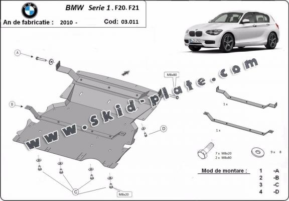 Steel skid plate for BMW Seria 1 F20/F21