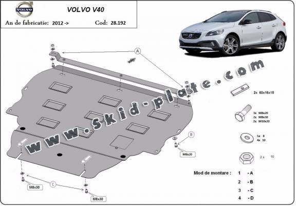 Steel skid plate for Volvo V40