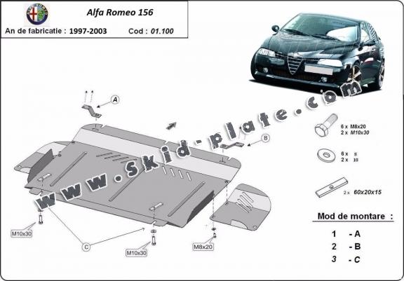 Steel skid plate for Alfa Romeo 156