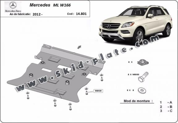Steel skid plate for Mercedes ML W166