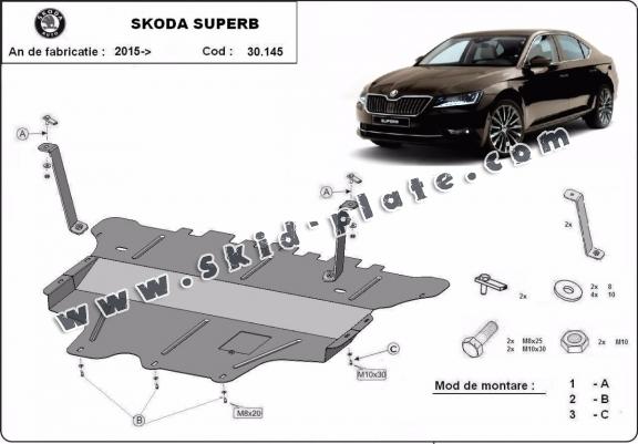 Steel skid plate for Skoda Superb - manual gearbox
