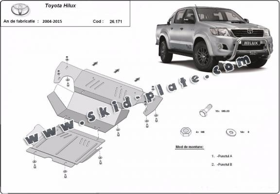 Steel skid plate for the protection of the engine and the radiator for Toyota Hilux