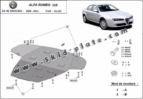 Steel skid plate for Alfa Romeo 159