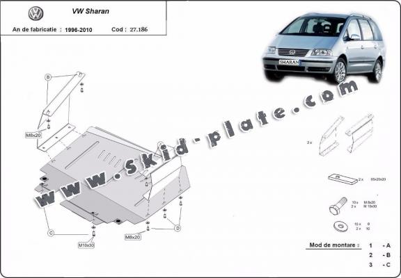 Steel skid plate for Volkswagen Sharan