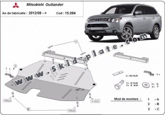 Steel skid plate for Mitsubishi Outlander