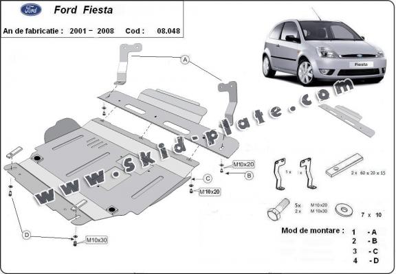 Steel skid plate for Ford Fiesta