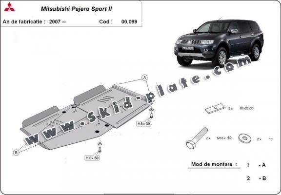 Steel gearbox  skid plate for  Mitsubishi Pajero Sport 2