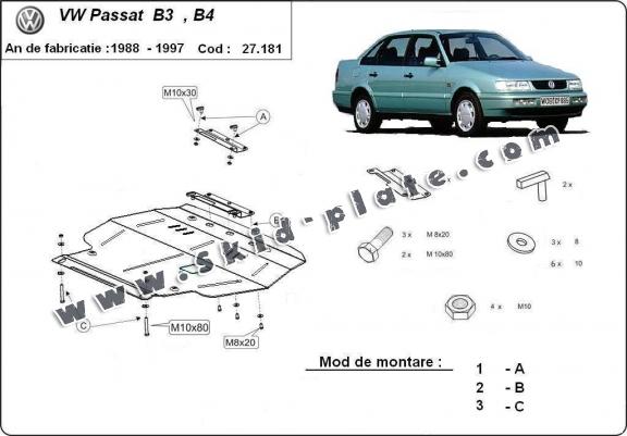 Steel skid plate for Volkswagen Passat - B3, B4 - Diesel